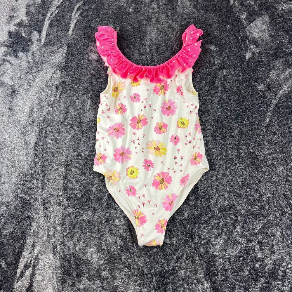 Love Shack Fancy Girls 12Y Swimsuit One Piece Floral Pink White Ruffle